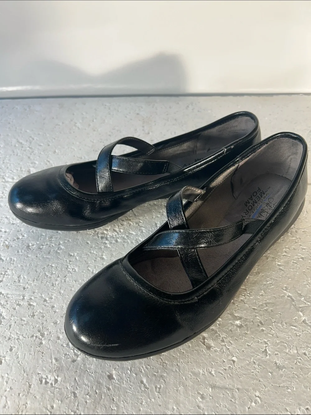 Life Stride SZ10 Charli Black Leather Mary Jane Comfort Ballet Flat Cottage Old$